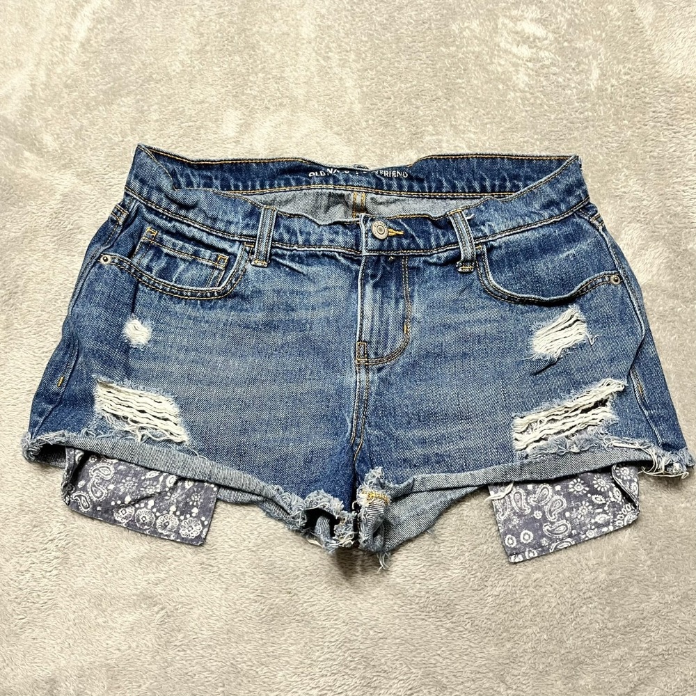 Old Navy Shorts Womens‎ 6 Blue Boyfriend Cutoffs 2.5" Inseam Ripped Medium Denim